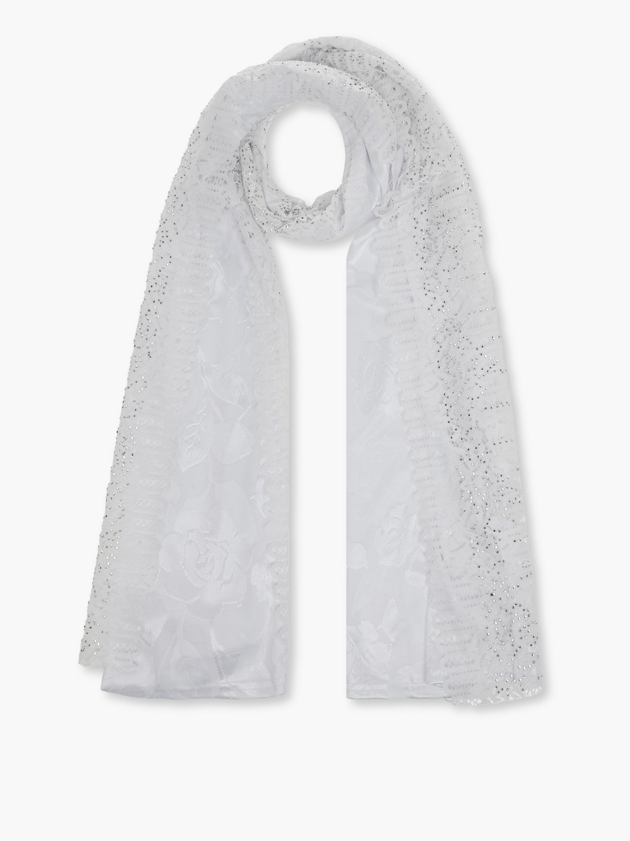 Embellished Floral Lace Scarf