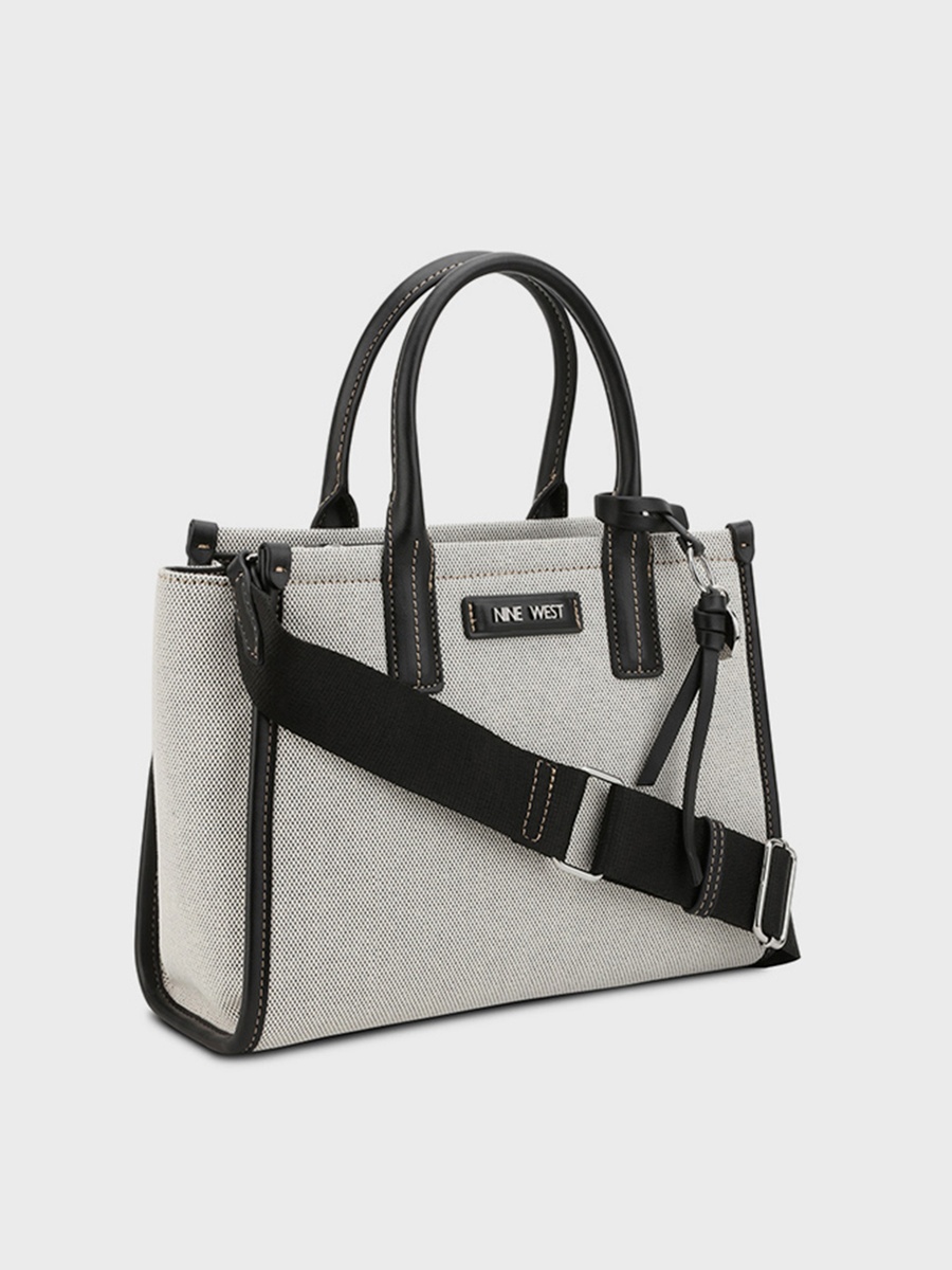Textured Double Handle Satchel Bag with Zipper Closure and Detachable Strap
