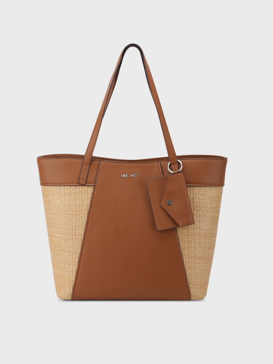 Color Block Top Handle Tote Bag with Magnetic Closure