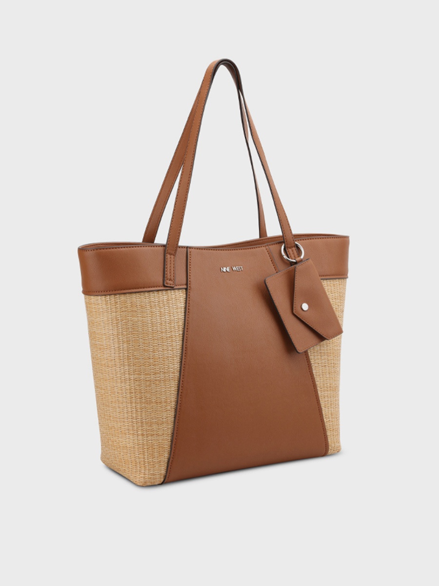 Color Block Top Handle Tote Bag with Magnetic Closure