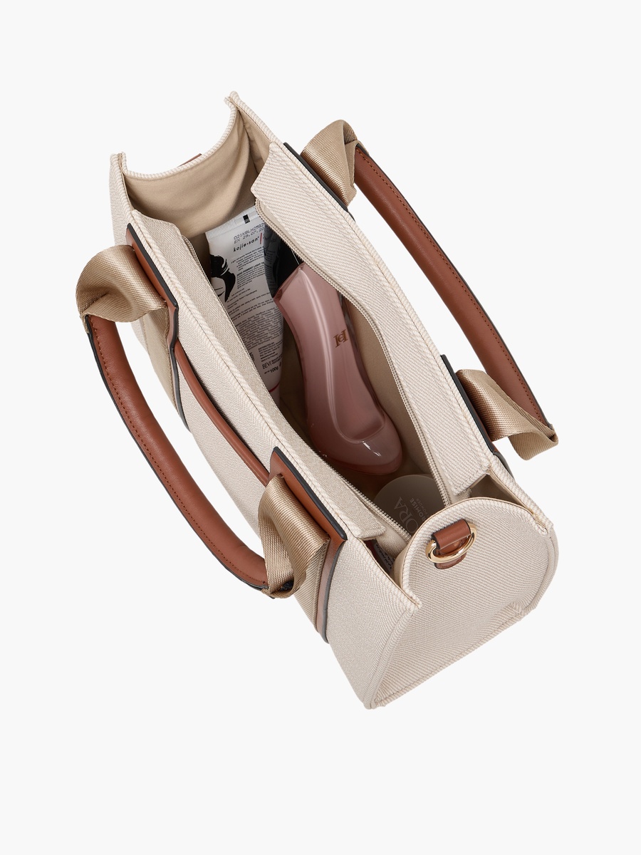 Textured Tote Bag with Detachable Strap