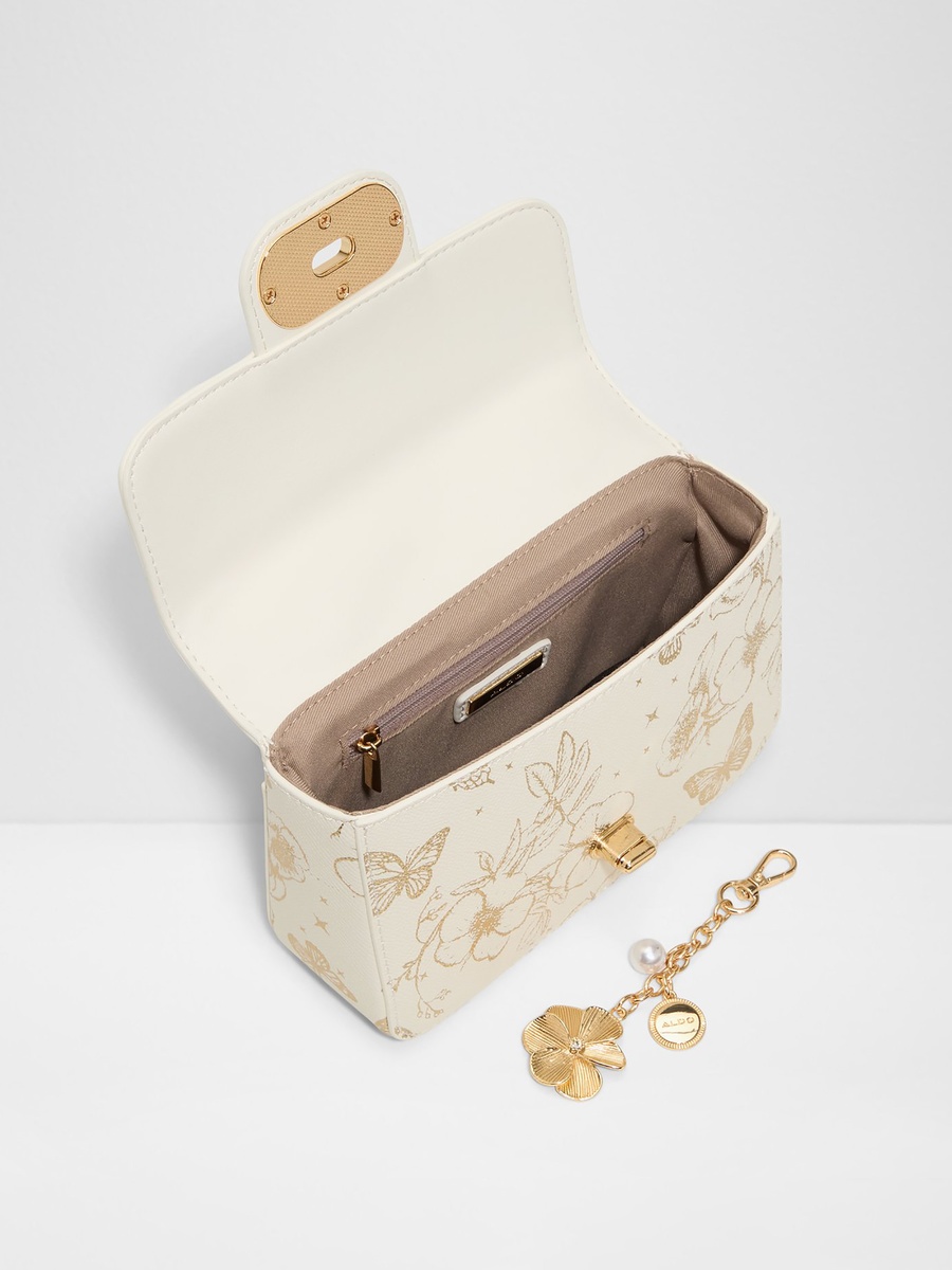 Eloize Embellished Top Handle Mini Satchel Bag with Twist Lock and Detachable Strap