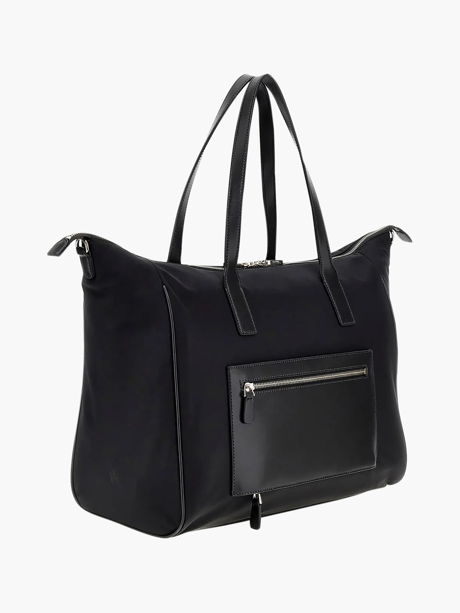 Follie Double Handle Tote Bags and Pouch with Zipper Closure and Detachable Strap