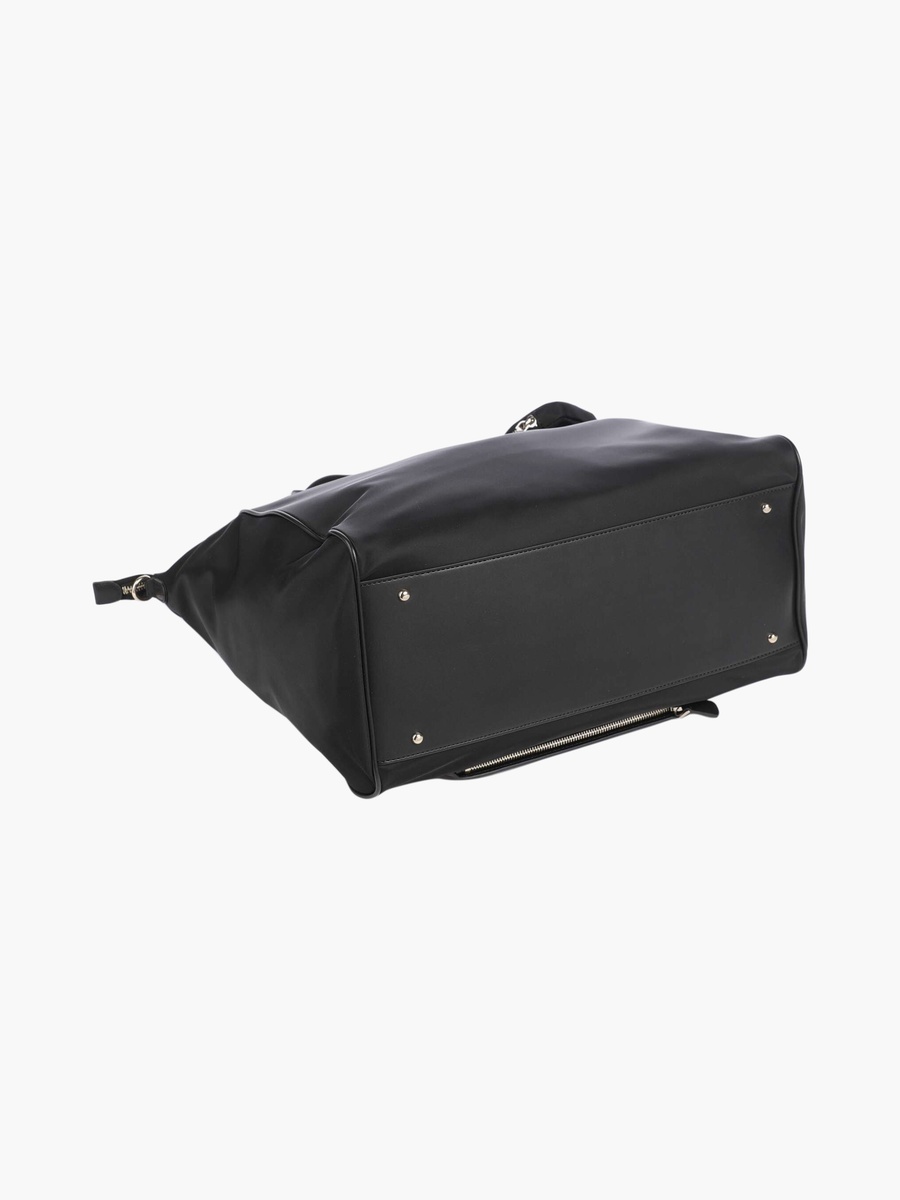 Follie Double Handle Tote Bags and Pouch with Zipper Closure and Detachable Strap