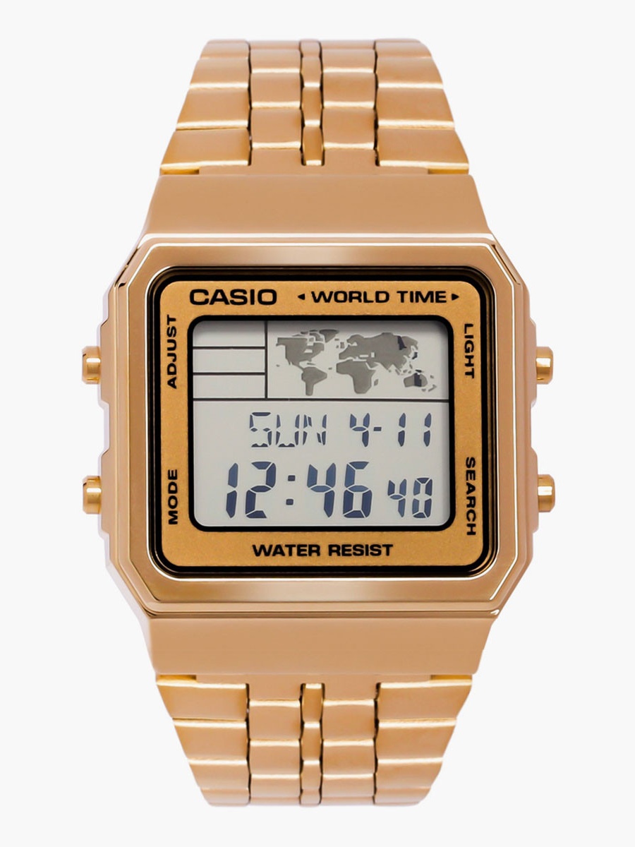 Unisex Stainless Steel Gold Strap Digital Watch - A500WGA-9DF
