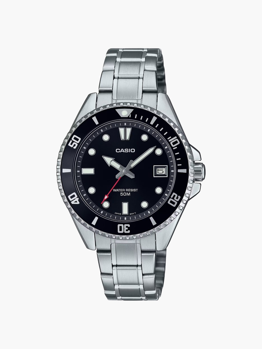 Men Silver Analog Stainless Steel Strap Watch - MDV-10D-1A1VDF