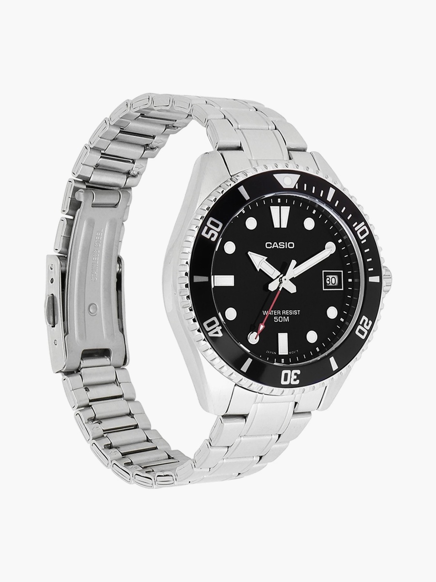 Men Silver Analog Stainless Steel Strap Watch - MDV-10D-1A1VDF
