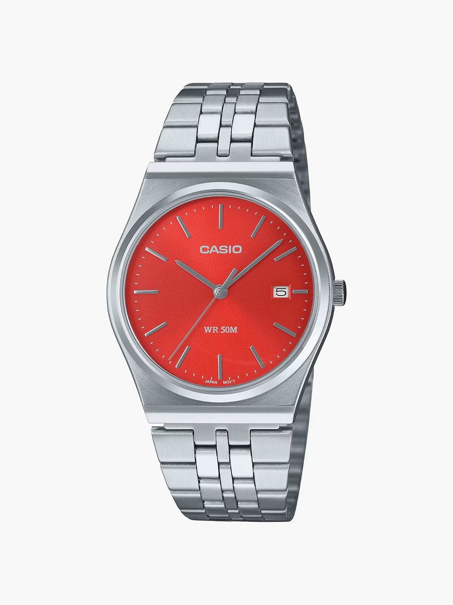 Men 35 MM Silver Analog Stainless Steel Watch - MTP-B145D-4A2VDF