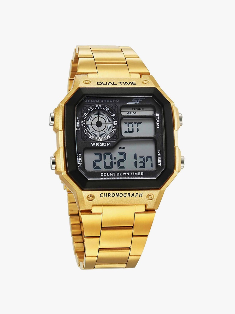 Gold Digital Stainless Steel Watch - 77134PM03