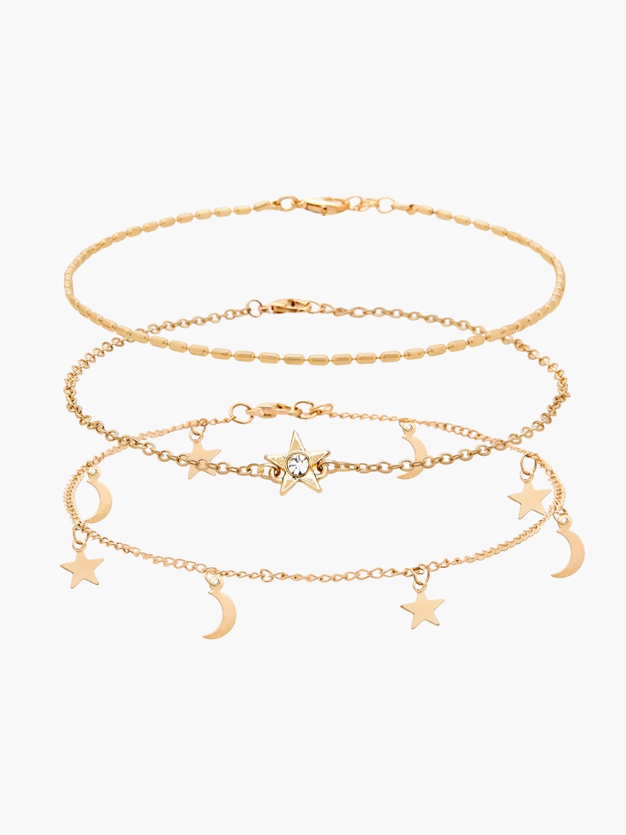 Pack of 3 Gold Tone Assorted Anklet