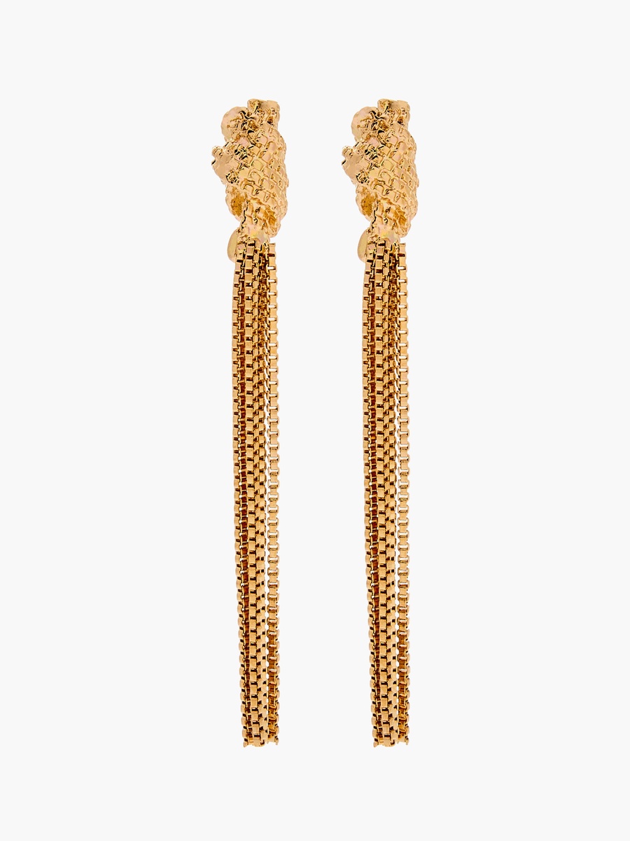 Gold Tone Dangler Earrings with Pushback Closure