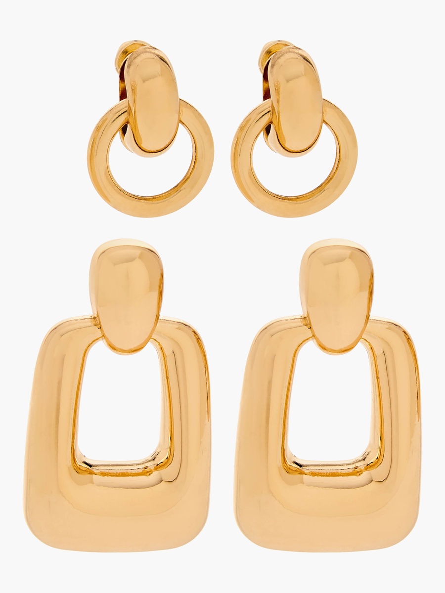 Pack of 2 Gold Tone Earrings with Pushback Closure