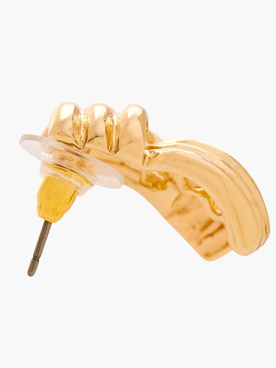 Gold Tone Knot Stud Earrings with Pushback Closure
