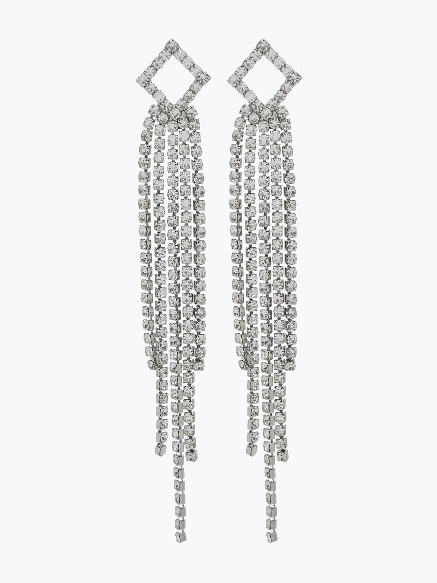 Silver Tone Embellished Dangling Earrings with Pushback Closure