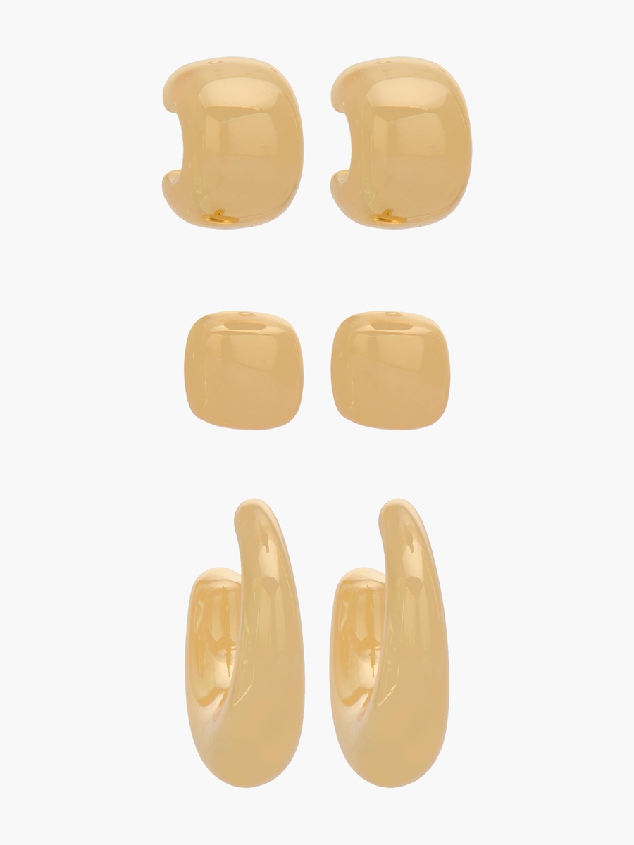 Pack of 3 Gold Tone Earrings with Pushback Closure