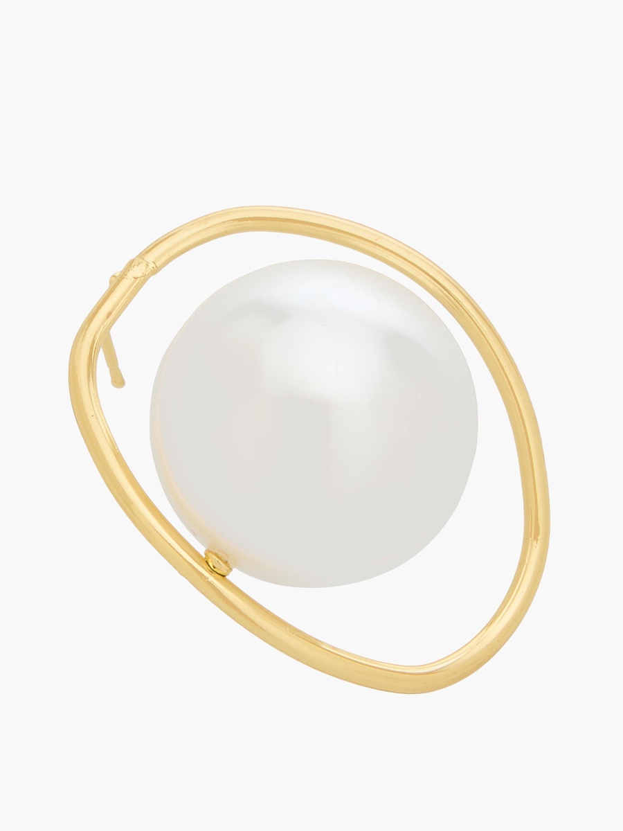 Gold Tone Pearl Embellished Stud Earrings with Pushback closure