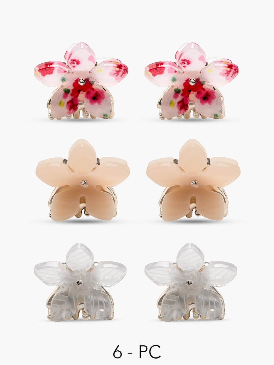 Pack of 6 Floral Hair Clamp