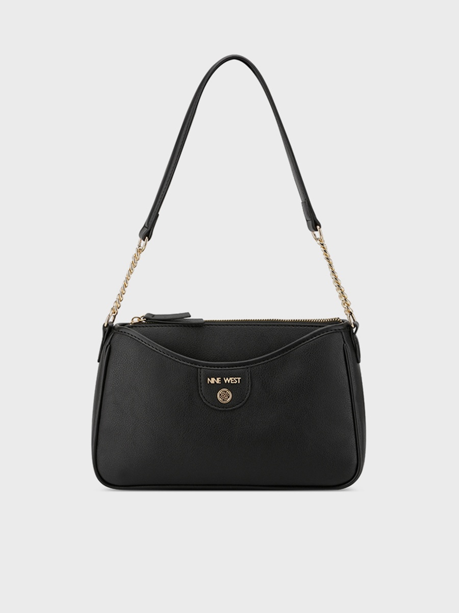 Kiley Textured Shoulder Bag with Zipper Closure and Chain Strap
