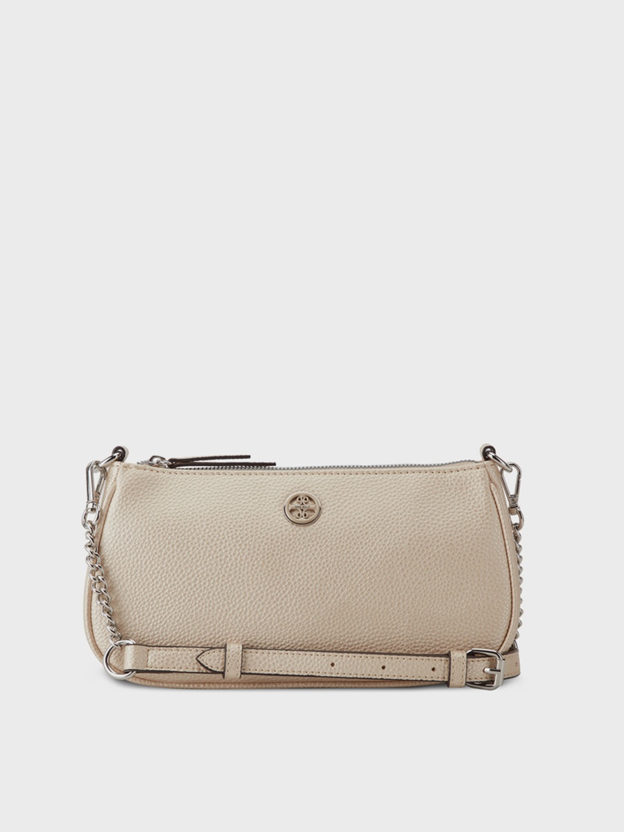 Textured Shoulder Bag with Zipper Closure and Adjustable Strap