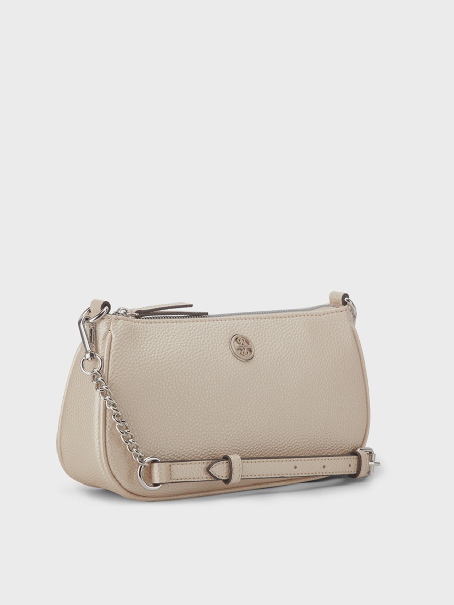 Textured Shoulder Bag with Zipper Closure and Adjustable Strap