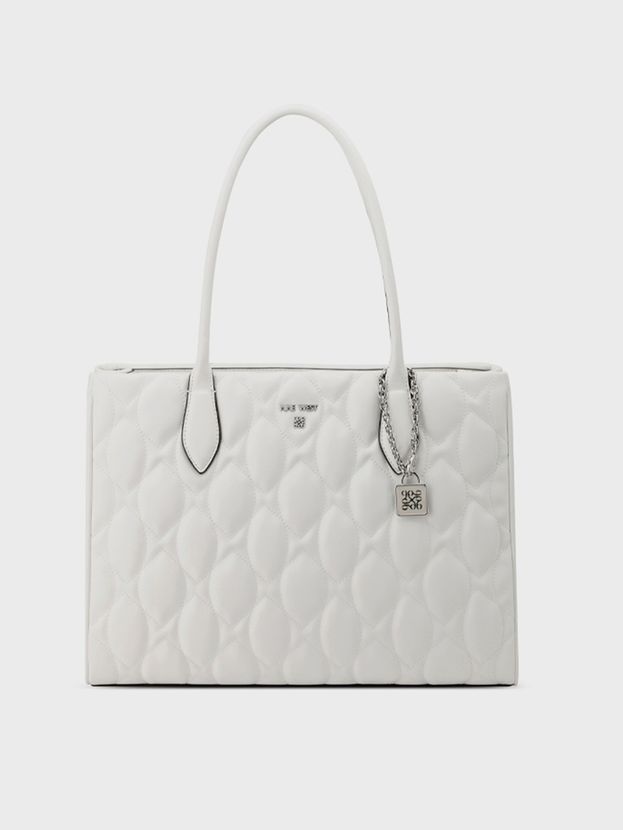 Quilted Top Handle Shoulder Bag with Zipper Closure