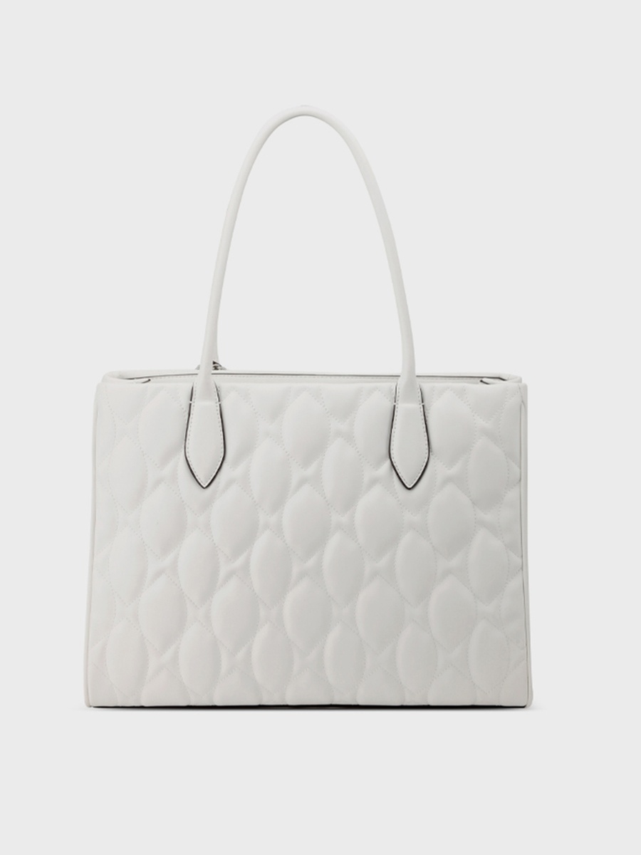 Quilted Top Handle Shoulder Bag with Zipper Closure