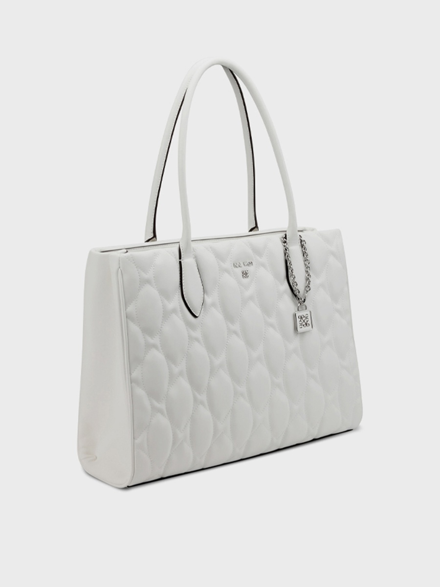 Quilted Top Handle Shoulder Bag with Zipper Closure