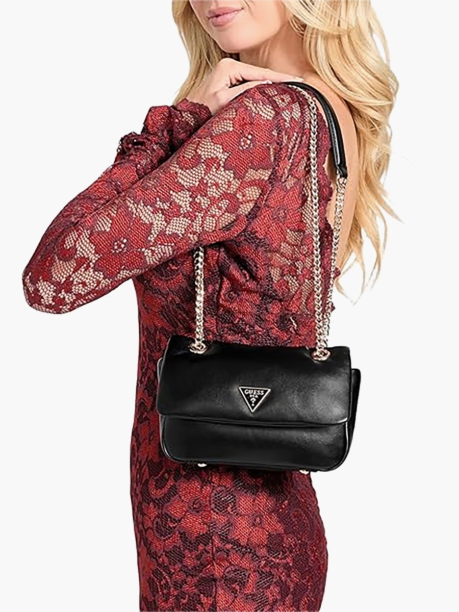 Sunetra Shoulder Bag with Flap Closure and Chain Strap