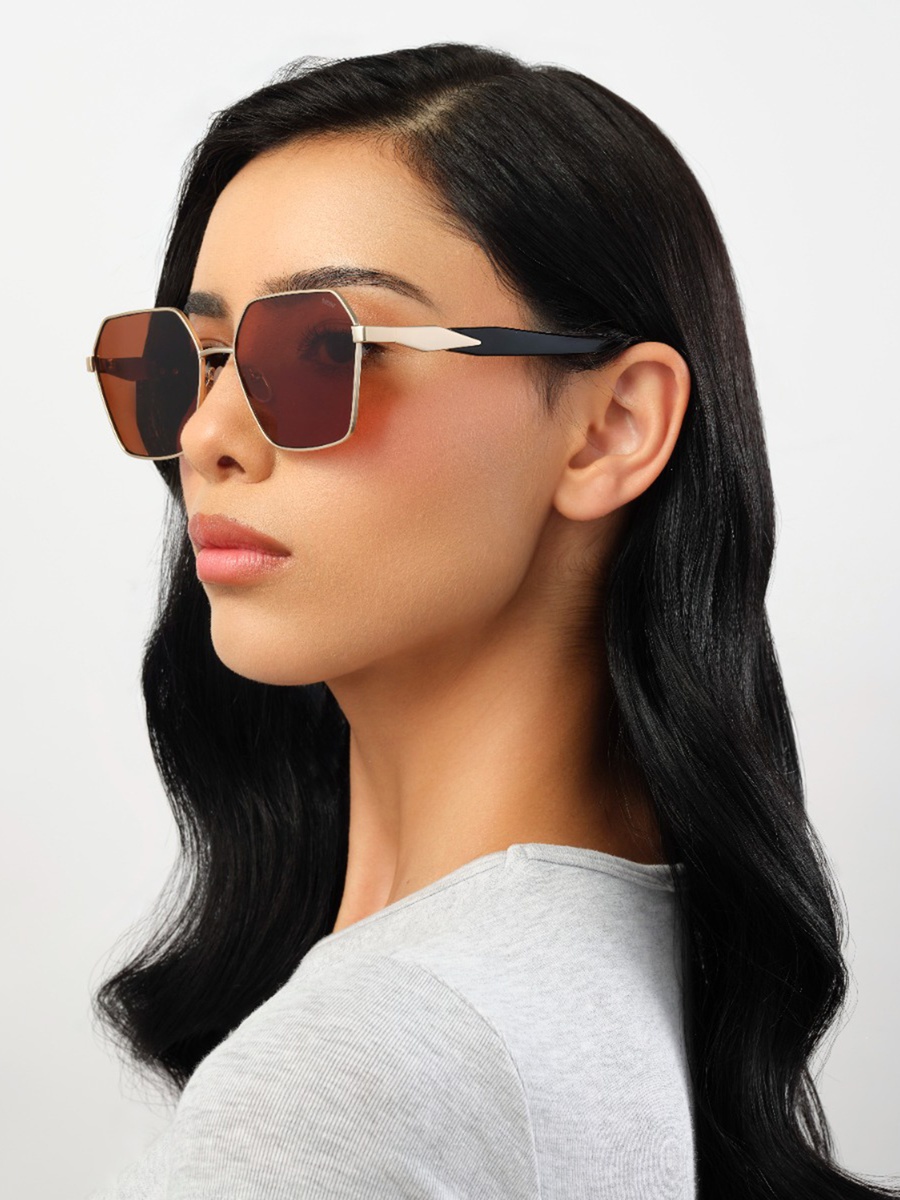 56MM Brown Geometric Sunglasses BLA-000312-2904