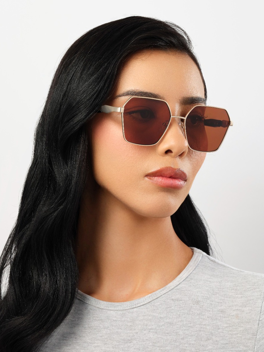 56MM Brown Geometric Sunglasses BLA-000312-2904