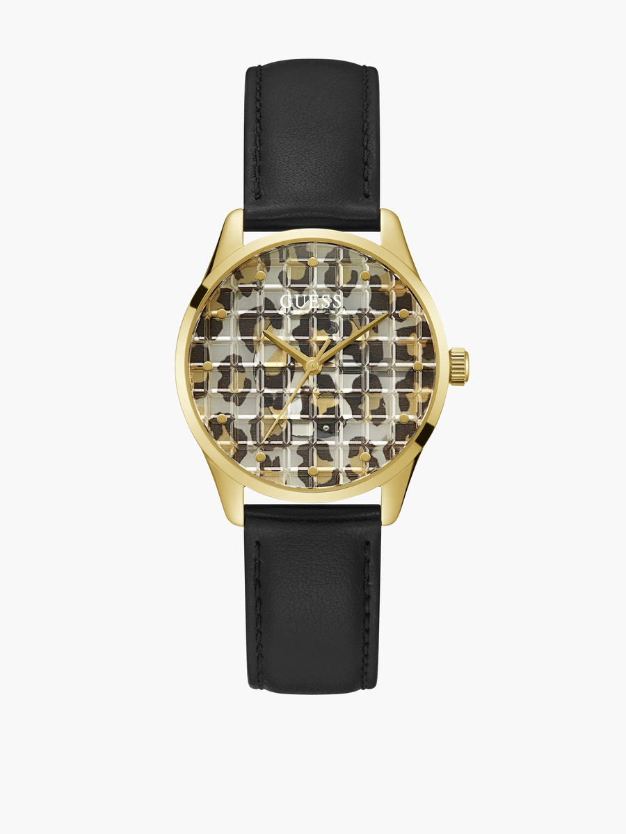 Women 36MM Black Analog Leather Strap Watch - GW0481L1