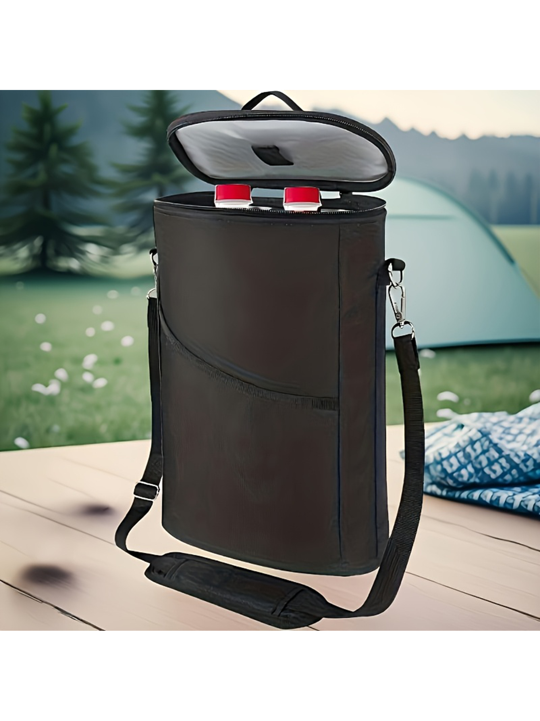 Men Black Insulated Gym Cooler Bag