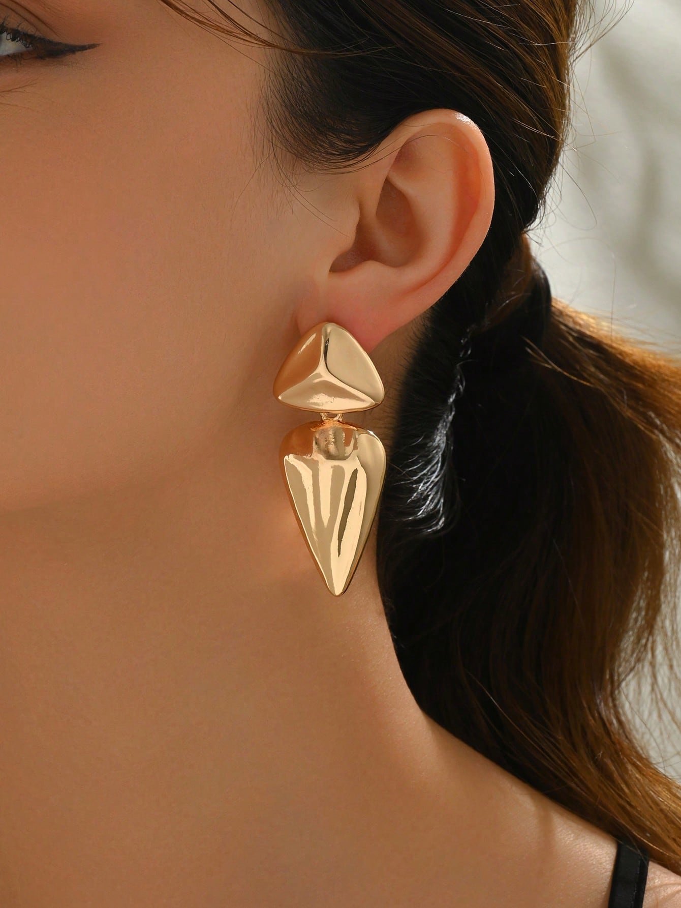 Gold Geometric Drop Earrings