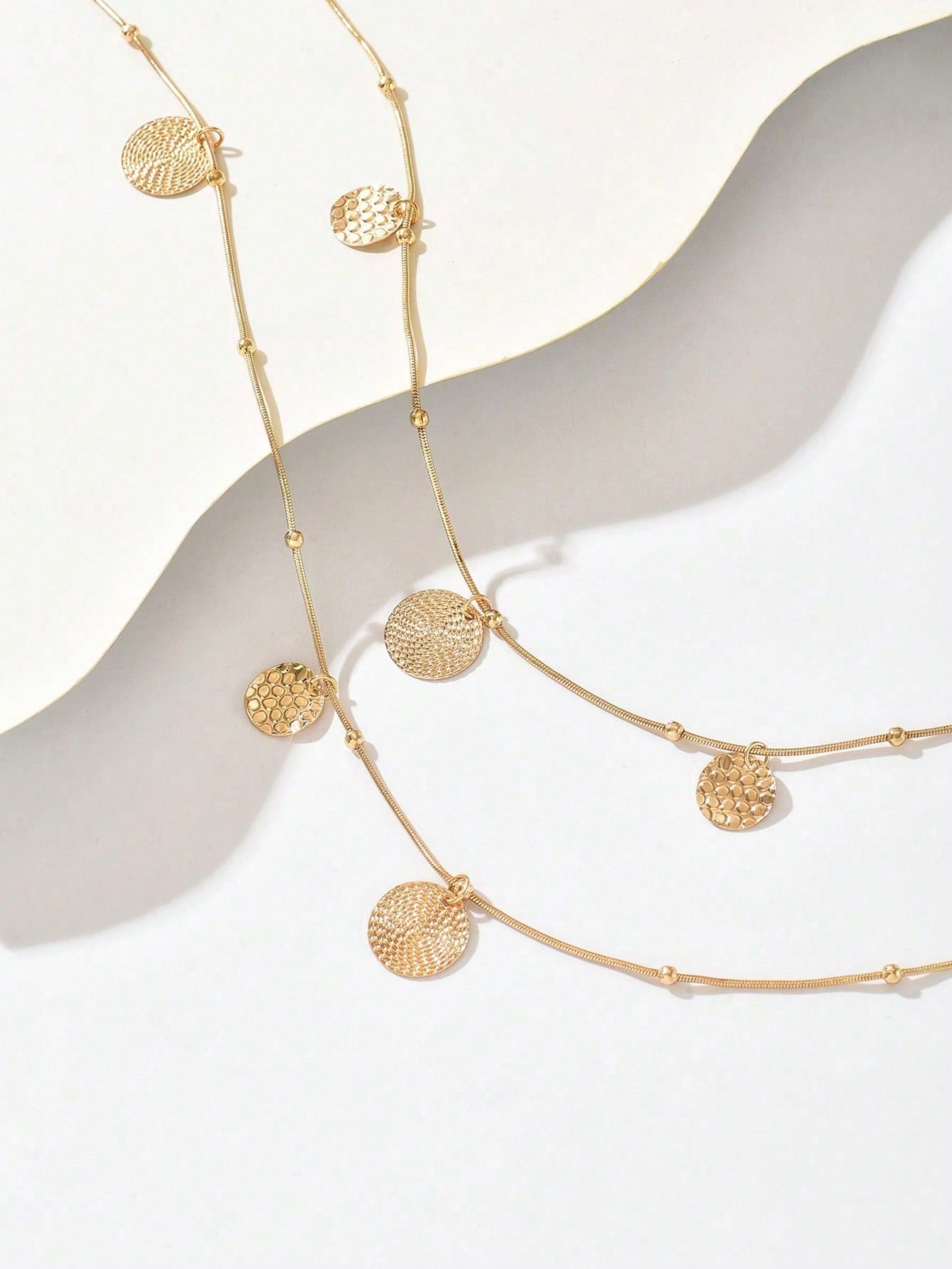 Gold Layered Necklace with Disc Charms