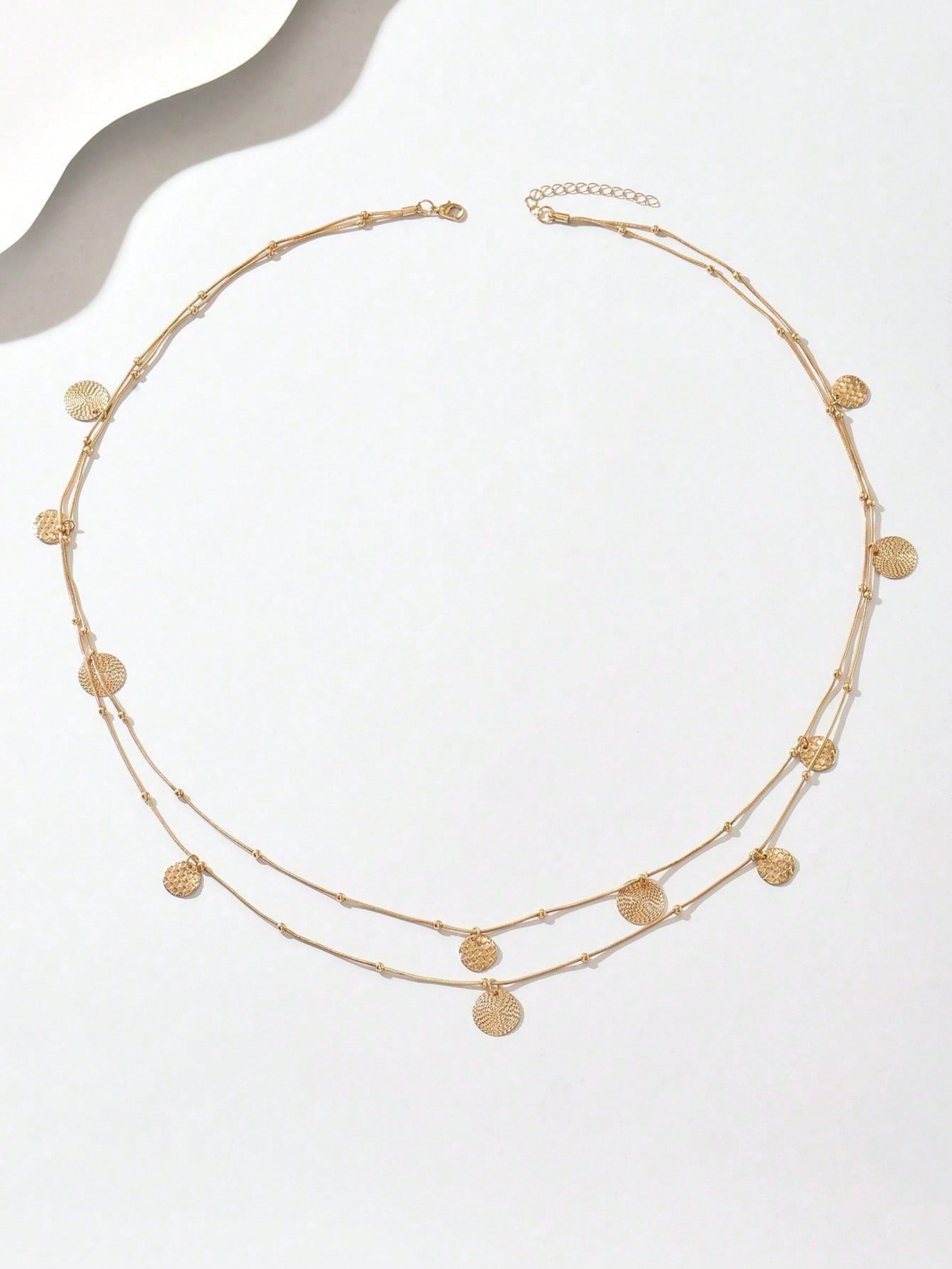Gold Layered Necklace with Disc Charms