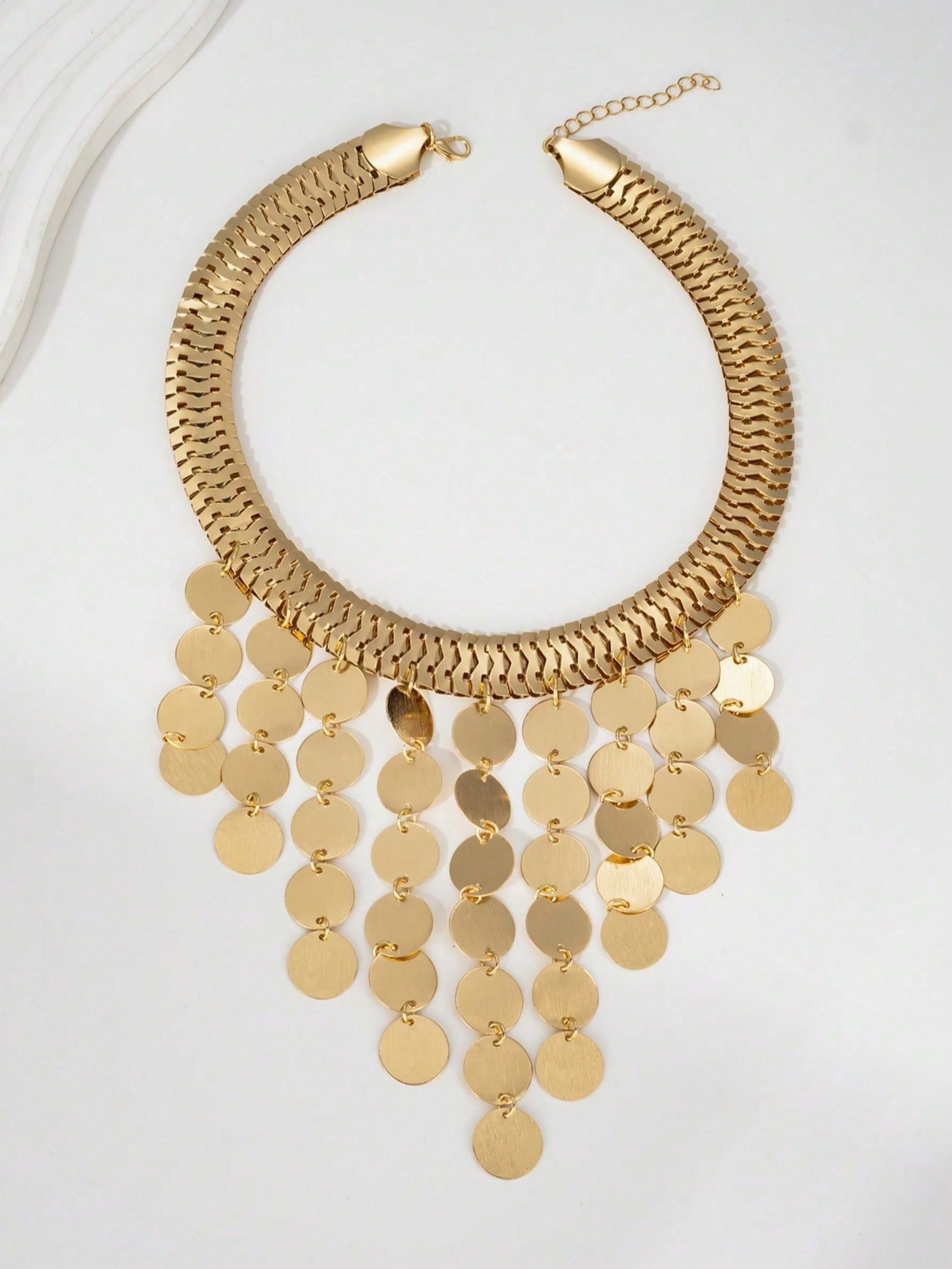 Gold Coin Disc Choker Necklace