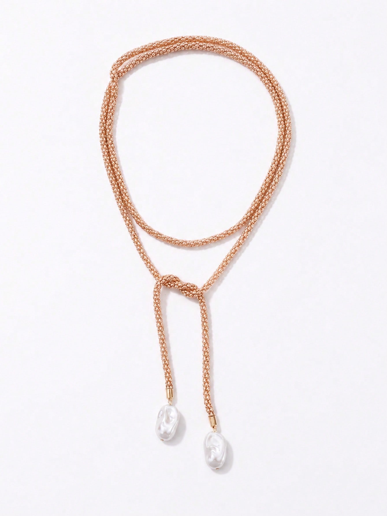 Gold Layered Necklace with Faux Pearl Pendants