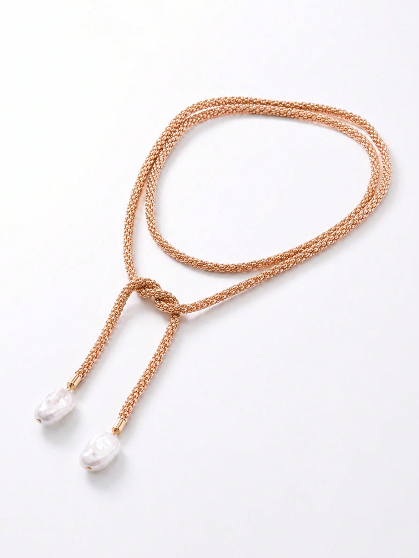 Gold Layered Necklace with Faux Pearl Pendants