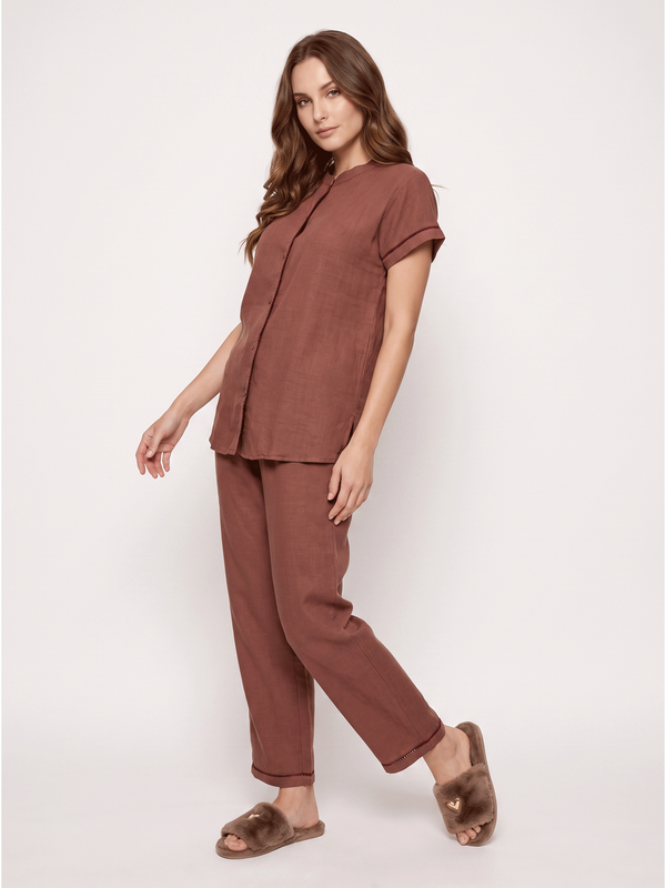 Rust Short Sleeve Pajama Set