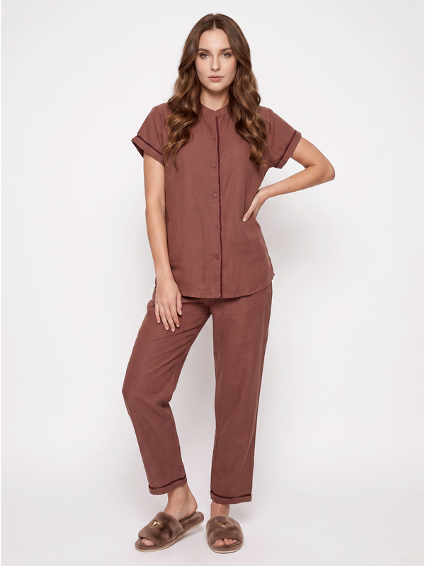 Rust Short Sleeve Pajama Set