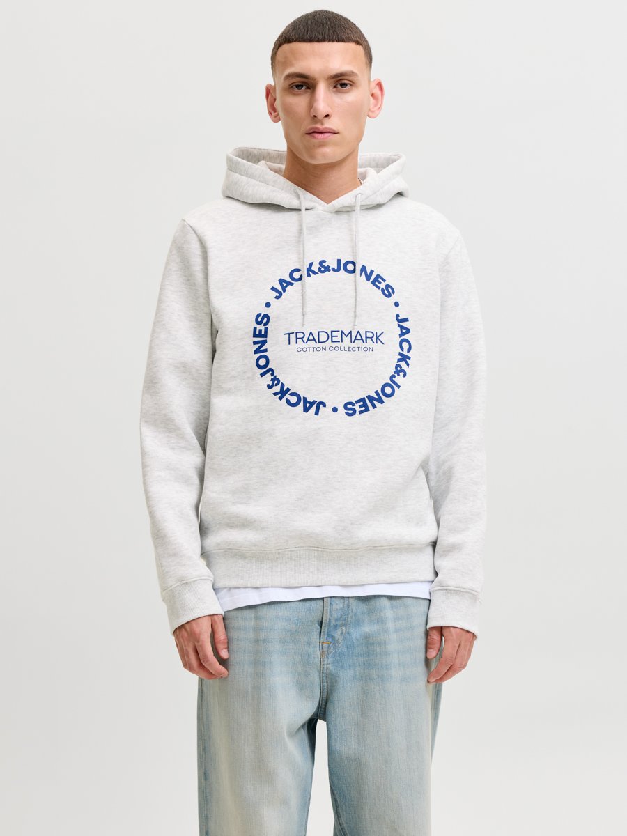 Grey Printed Pullover Hoodie