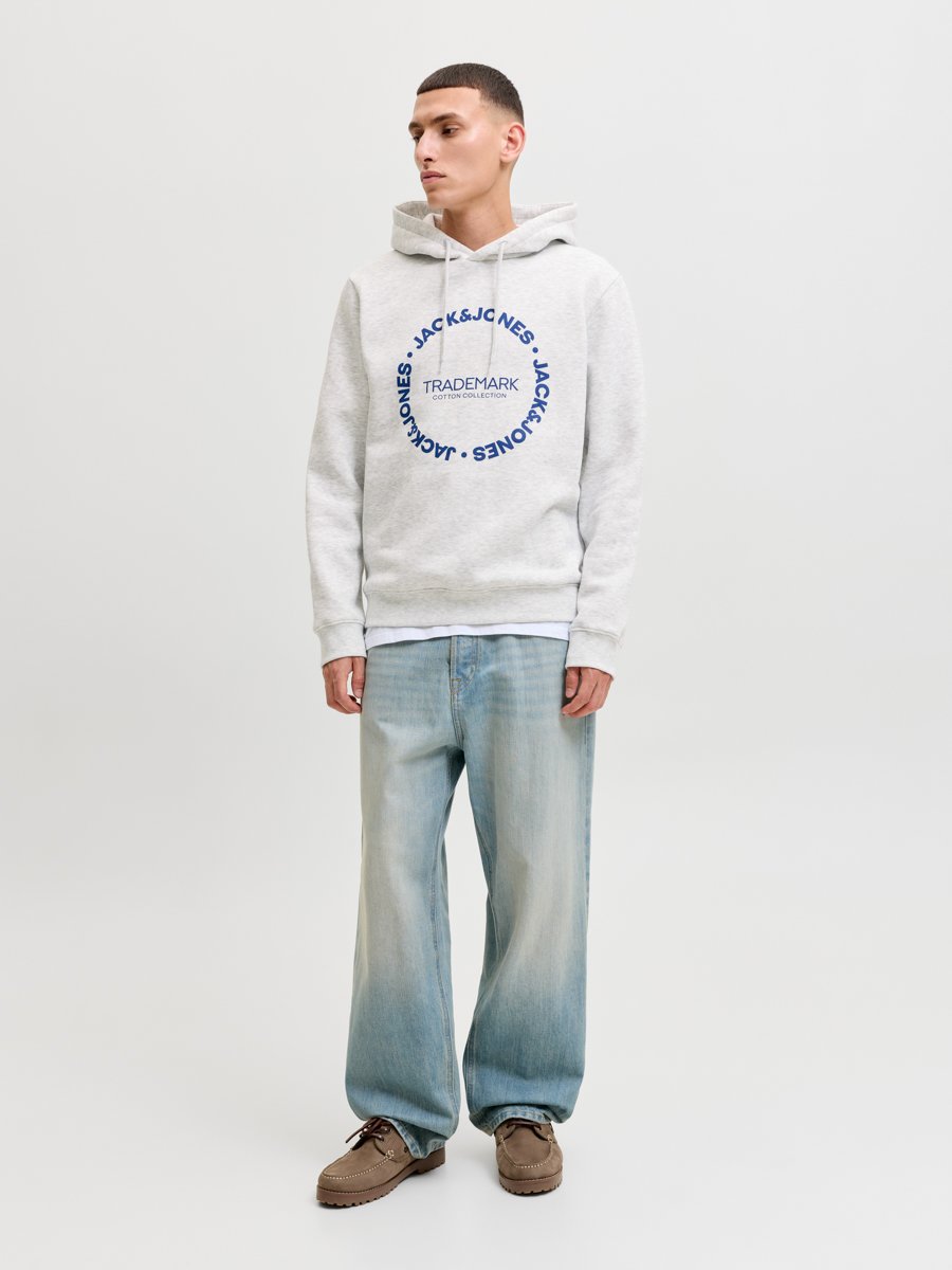 Grey Printed Pullover Hoodie