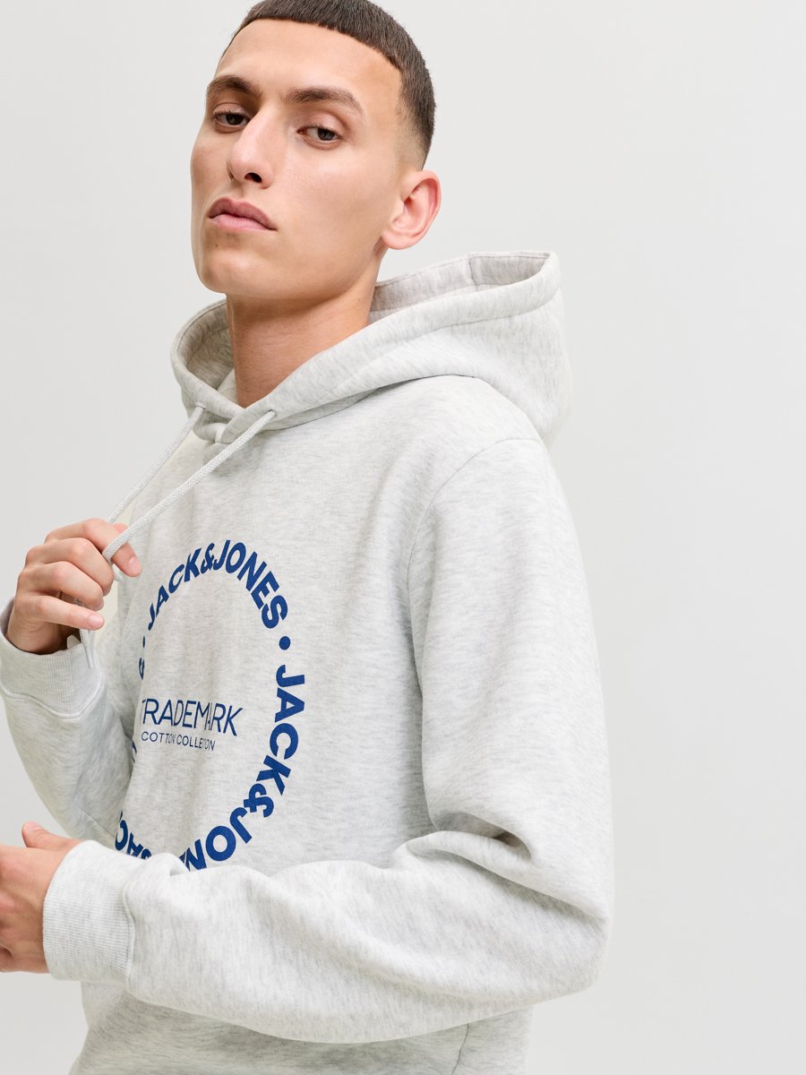 Grey Printed Pullover Hoodie