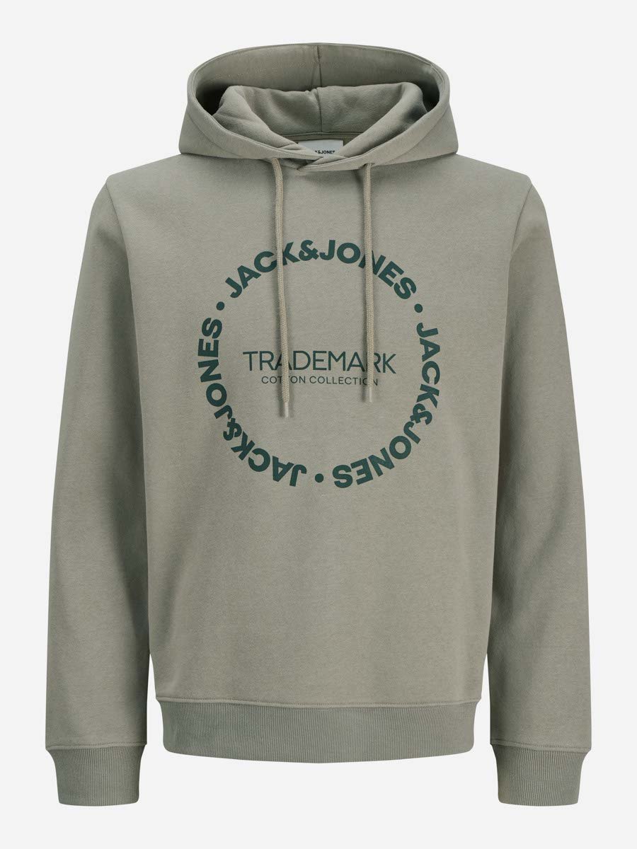 Olive Printed Pullover Hoodie