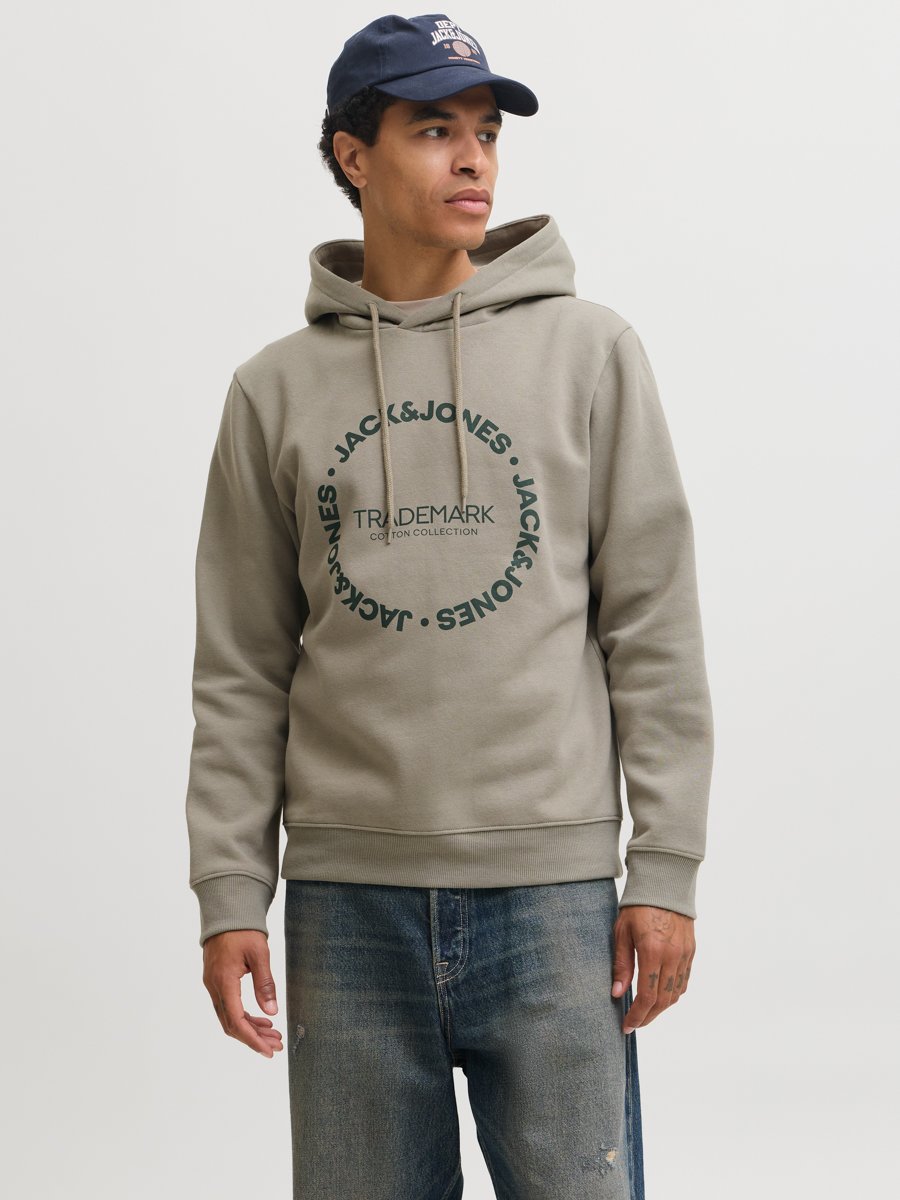 Olive Printed Pullover Hoodie