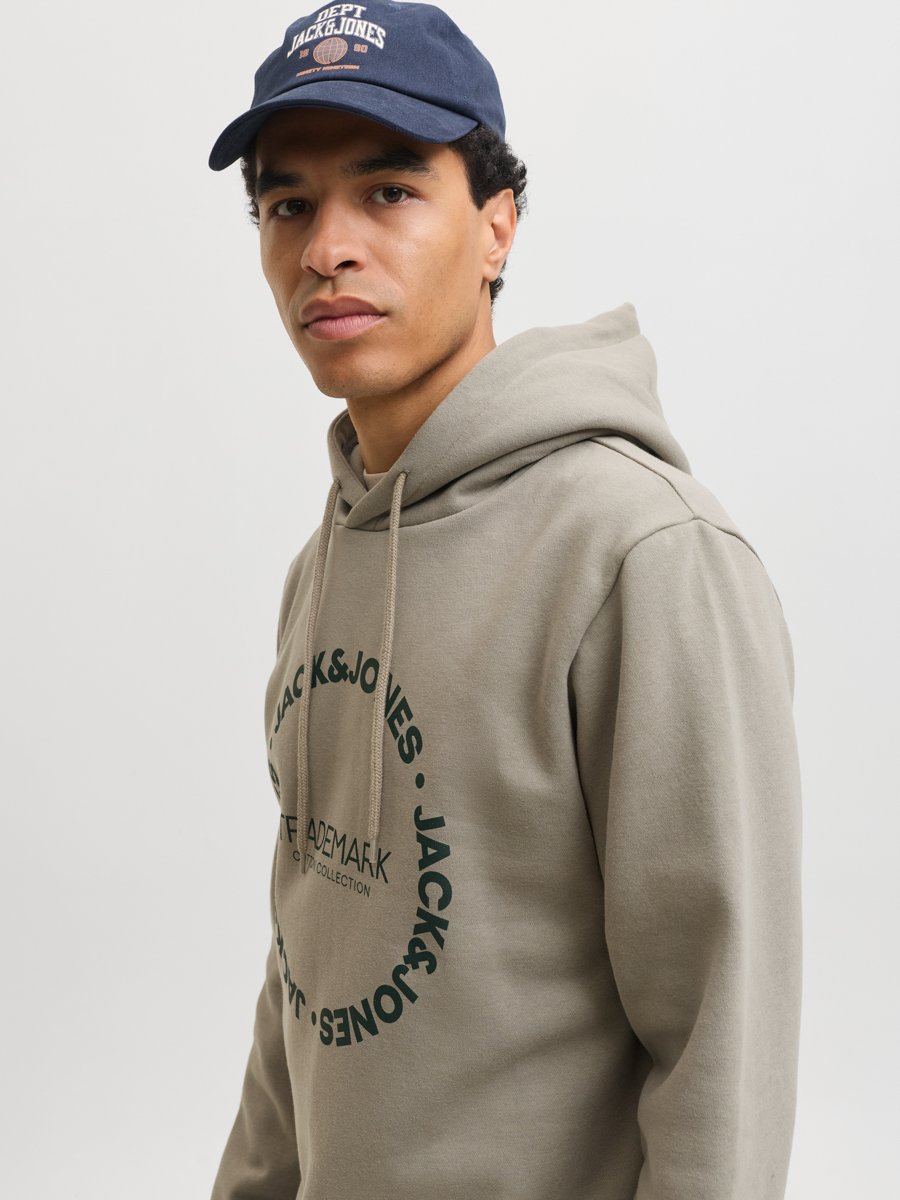 Olive Printed Pullover Hoodie
