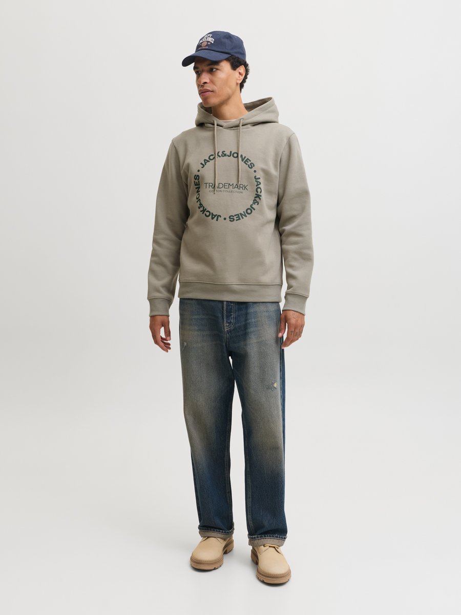 Olive Printed Pullover Hoodie