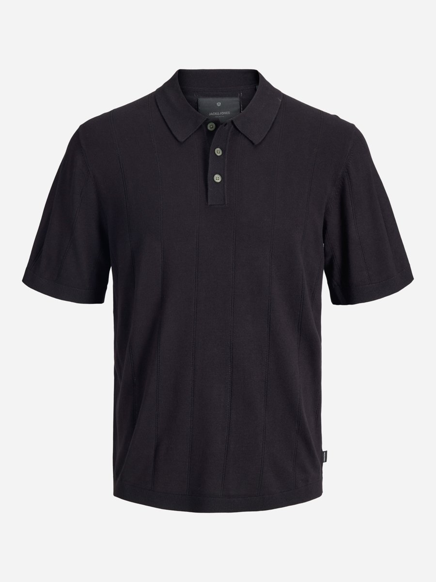 Black Structure Knit Polo