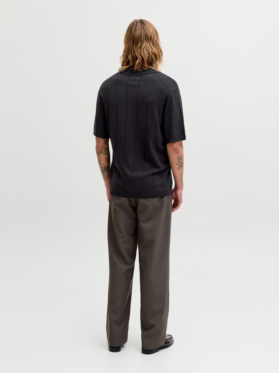 Black Structure Knit Polo