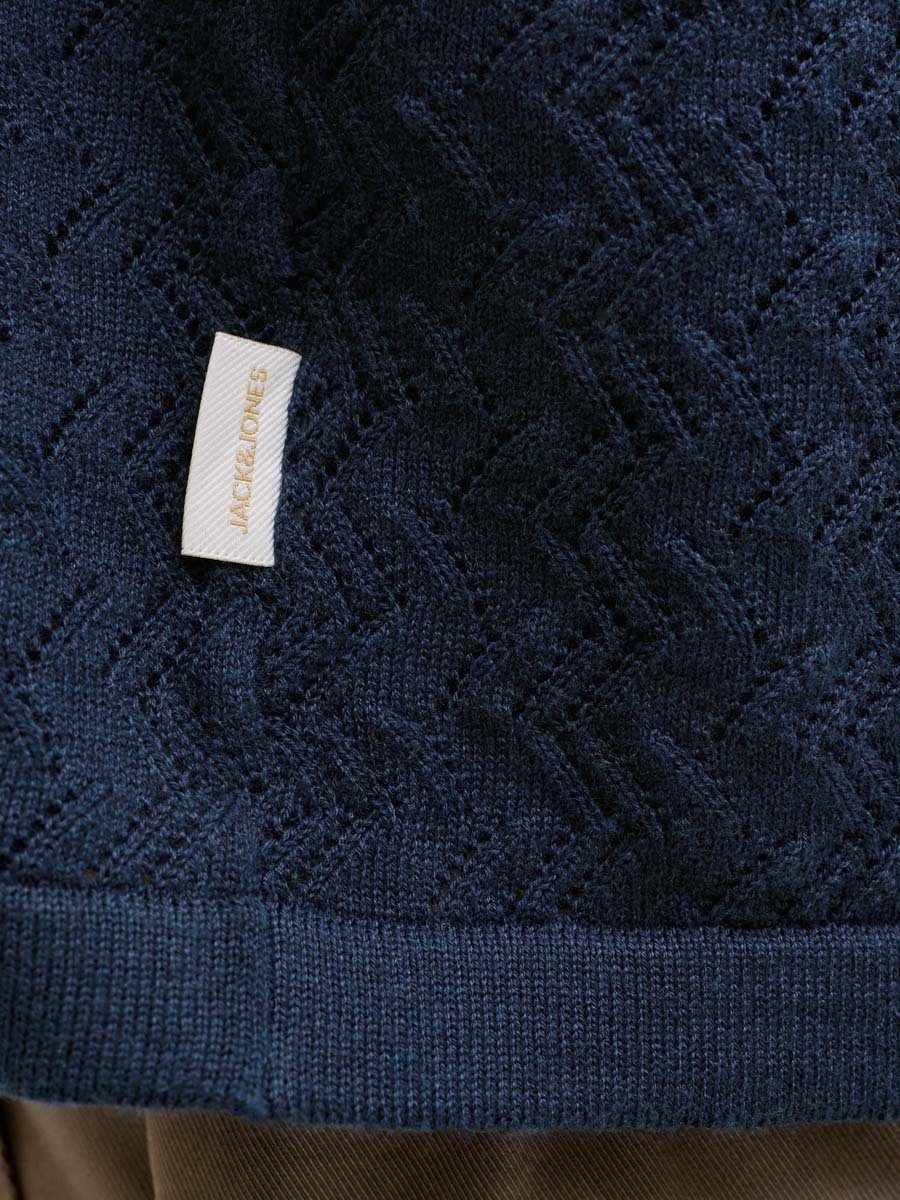 Navy Blue Knit Polo with Short Sleeve